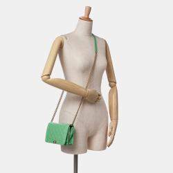 Chanel Green Lambskin Boy Wallet on Chain