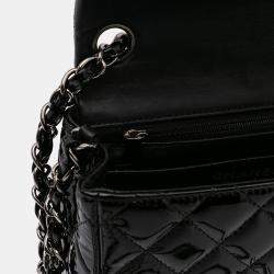 Pre Owned Chanel Black Patent Leather Mini Square Classic Single Flap Bag