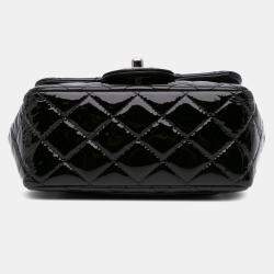 Pre Owned Chanel Black Patent Leather Mini Square Classic Single Flap Bag