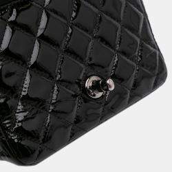 Pre Owned Chanel Black Patent Leather Mini Square Classic Single Flap Bag