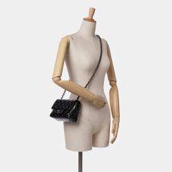 Pre Owned Chanel Black Patent Leather Mini Square Classic Single Flap Bag