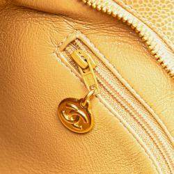 Pre Owned Chanel Beige Caviar Leather Medallion Tote Bag
