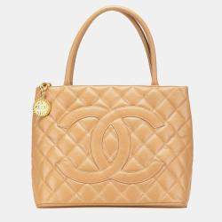 Chanel Brown Caviar Medallion Tote