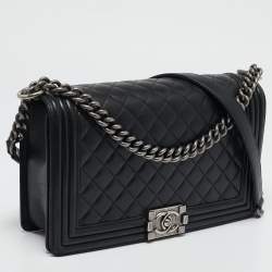 Chanel Black Quilted Leather New Medium Boy Flap Bag