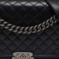 Chanel Black Quilted Leather New Medium Boy Flap Bag