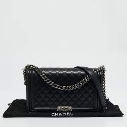 Chanel Black Quilted Leather New Medium Boy Flap Bag