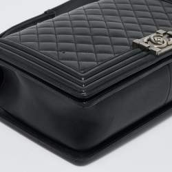 Chanel Black Quilted Leather New Medium Boy Flap Bag