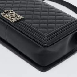Chanel Black Quilted Leather New Medium Boy Flap Bag