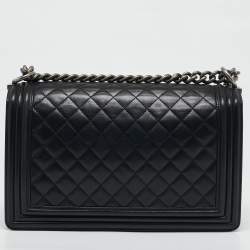 Chanel Black Quilted Leather New Medium Boy Flap Bag
