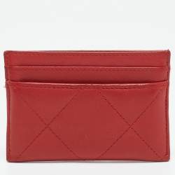 Pre Owned Chanel Red Quilted Leather 19 Card Holder