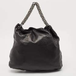 Pre Owned Chanel Black Leather Soft and Chain Hobo 