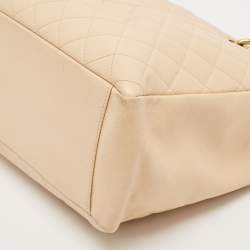 Pre Owned Chanel Beige Quilted Caviar Leather GST Tote