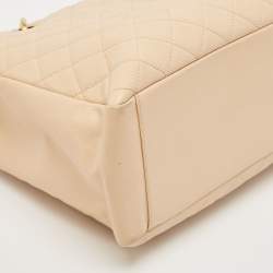 Pre Owned Chanel Beige Quilted Caviar Leather GST Tote