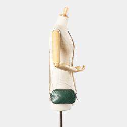Chanel Dark Green Leather Calfskin Double Zip Camera Bag