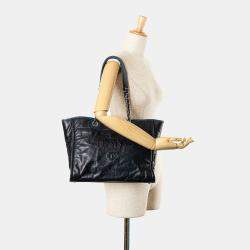 Chanel Navy Blue Caviar Leather Deauville Tote Bag