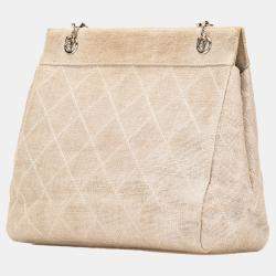 Pre Owned Chanel Beige Quilted Canvas Classic Chain Tote Bag
