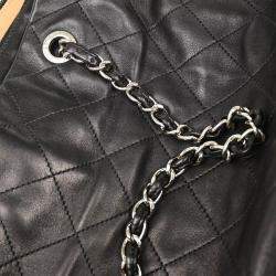 Chanel Black Lambskin Chain Tote Handbag 