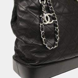 Chanel Black Lambskin Chain Tote Handbag 