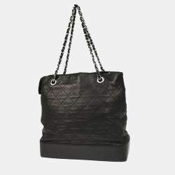 Chanel Black Lambskin Chain Tote Handbag 