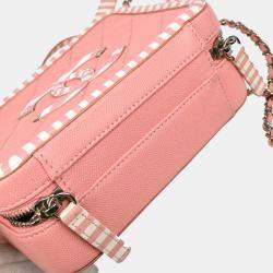 Pre Owned Chanel Pink Caviar Leather Filigree Vanity Shoulder Bag