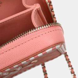 Pre Owned Chanel Pink Caviar Leather Filigree Vanity Shoulder Bag