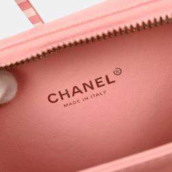 Pre Owned Chanel Pink Caviar Leather Filigree Vanity Shoulder Bag