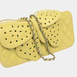Chanel Lime Green Lambskin Leather Butterfly Shoulder Bag