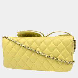 Chanel Lime Green Lambskin Leather Butterfly Shoulder Bag