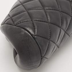 Pre Owned Chanel Black Quilted Leather CC Frame Clutch