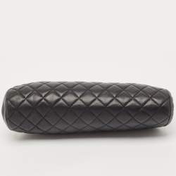Pre Owned Chanel Black Quilted Leather CC Frame Clutch