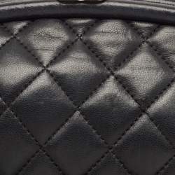 Pre Owned Chanel Black Quilted Leather CC Frame Clutch
