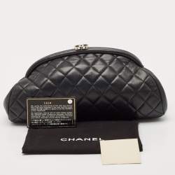 Pre Owned Chanel Black Quilted Leather CC Frame Clutch