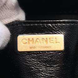Chanel Black Quilted Lambskin Leather Top Handle Bag