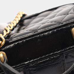 Chanel Black Quilted Lambskin Leather Top Handle Bag