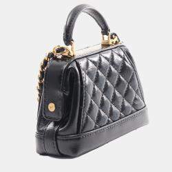 Chanel Black Quilted Lambskin Leather Top Handle Bag