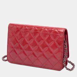 Chanel Red Paris Dallas CC Patent Goatskin Wallet on Chain Bag