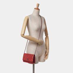 Chanel Red Paris Dallas CC Patent Goatskin Wallet on Chain Bag