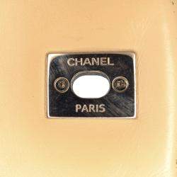 Pre Owned Chanel Beige/Black CC Bicolor Quilted Calfskin and Caviar Single Flap Bag