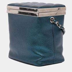 Chanel Blue CC Metallic Calfskin Vanity Case Bag