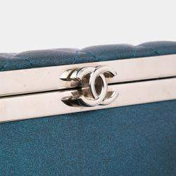 Chanel Blue CC Metallic Calfskin Vanity Case Bag