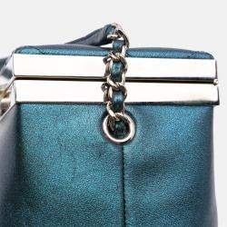 Chanel Blue CC Metallic Calfskin Vanity Case Bag