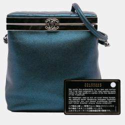 Chanel Blue CC Metallic Calfskin Vanity Case Bag