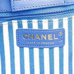 Pre Owned Chanel Blue Chevron Calfskin Coco Envelope Shoulder Bag