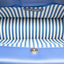 Pre Owned Chanel Blue Chevron Calfskin Coco Envelope Shoulder Bag