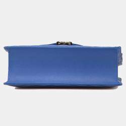 Pre Owned Chanel Blue Chevron Calfskin Coco Envelope Shoulder Bag