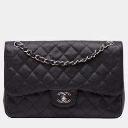 Chanel Black Jumbo Classic Caviar Double Flap Bag