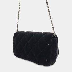 Chanel Black Velvet Chain Shoulder Bag