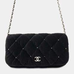 Chanel Black Velvet Chain Shoulder Bag