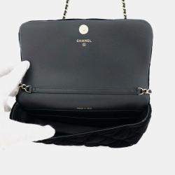 Chanel Black Velvet Chain Shoulder Bag