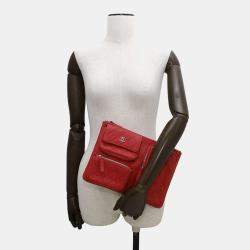Chanel Red Caviar Leather Multi-Pocket Business Bag 